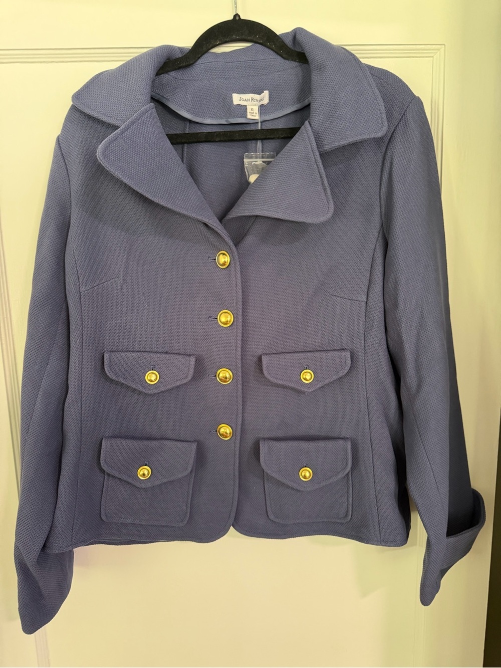 Joan Rivers QVC Vintage Y2K Signature Twill Button Back Blazer Jacket Blue XL